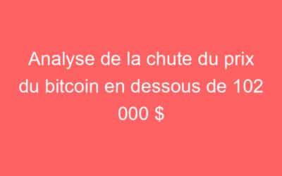 Analyse de la chute du prix du bitcoin en dessous de 102 000 $