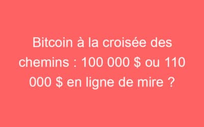 Bitcoin à la croisée des chemins : 100 000 $ ou 110 000 $ en ligne de mire ?