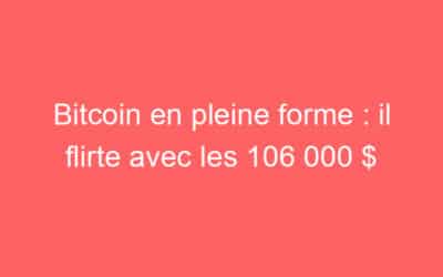 Bitcoin en pleine forme : il flirte avec les 106 000 $