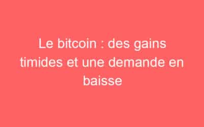 Le bitcoin : des gains timides et une demande en baisse