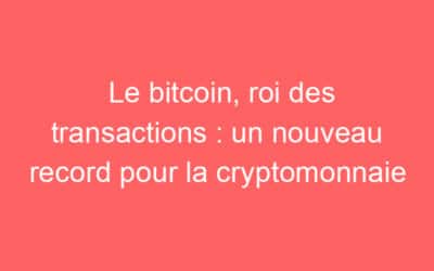 Le bitcoin, roi des transactions : un nouveau record pour la cryptomonnaie