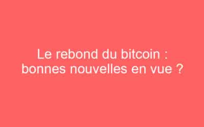Le rebond du bitcoin : bonnes nouvelles en vue ?