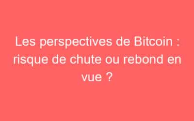 Les perspectives de Bitcoin : risque de chute ou rebond en vue ?