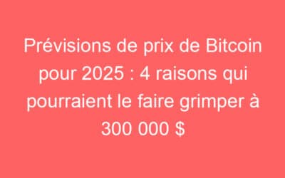 Prévisions de prix de Bitcoin pour 2025 : 4 raisons qui pourraient le faire grimper à 300 000 $